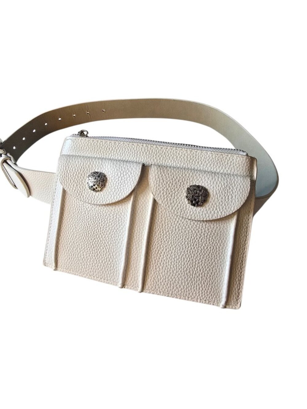 Vince Camuto White Belt Bag with Silver Hardware
